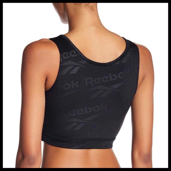 REEBOK BLACK CROP TANK TOP BRALETTE - Picture 6 of 7